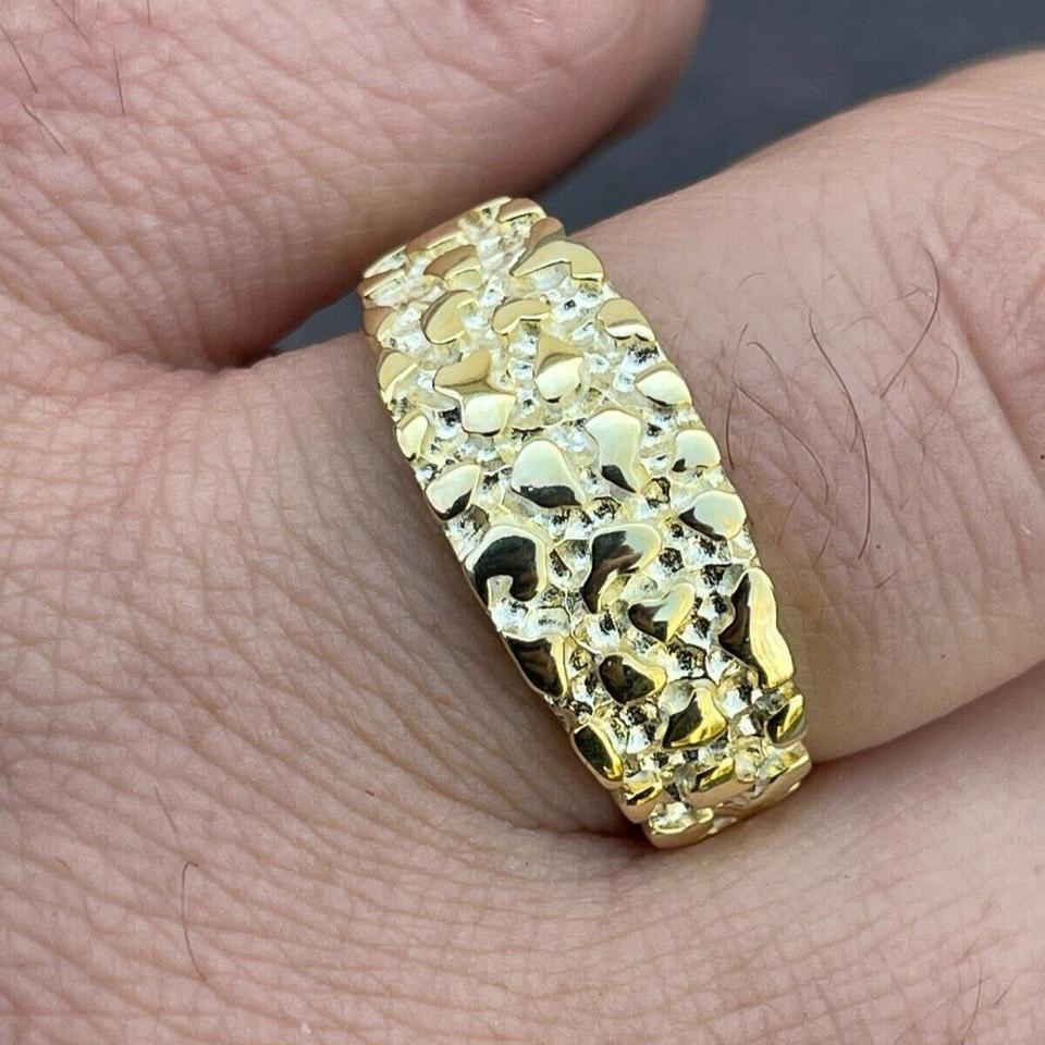 Nugget Sleek Plain 14K Gold Vermeil 925 Ring
