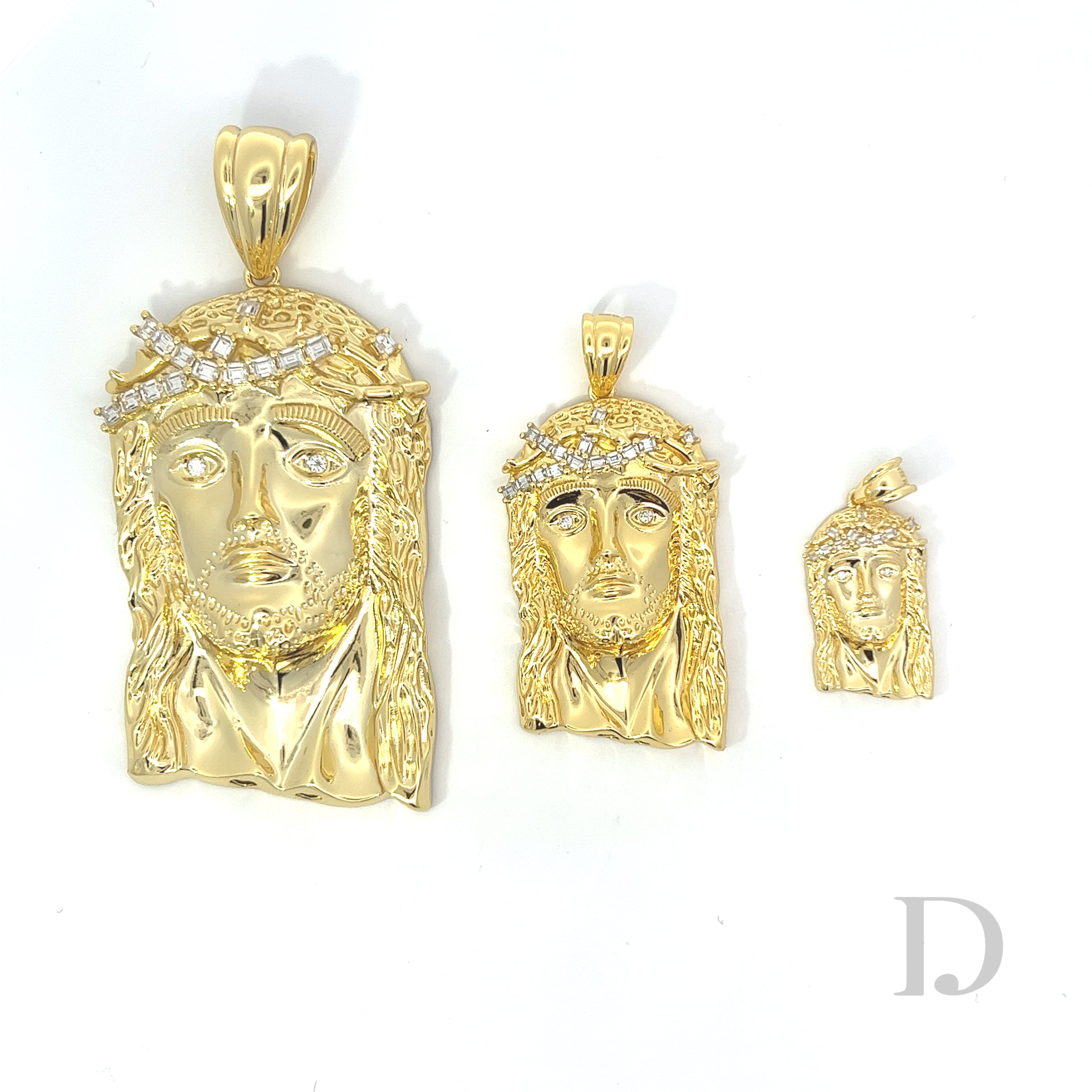 Moissanite Baguette Jesus Piece 14K Gold Pendant