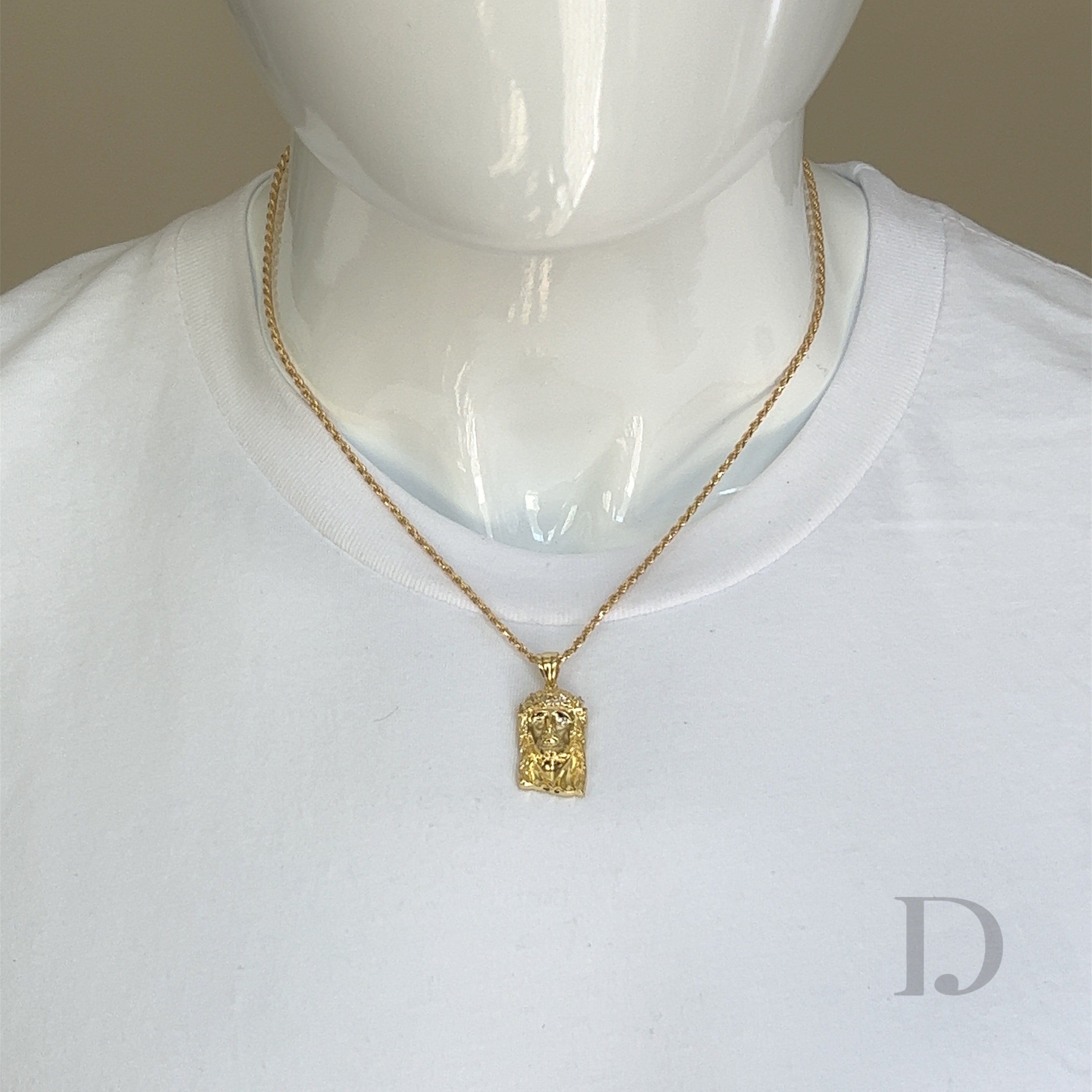 Moissanite Baguette Jesus Piece 14K Gold Pendant
