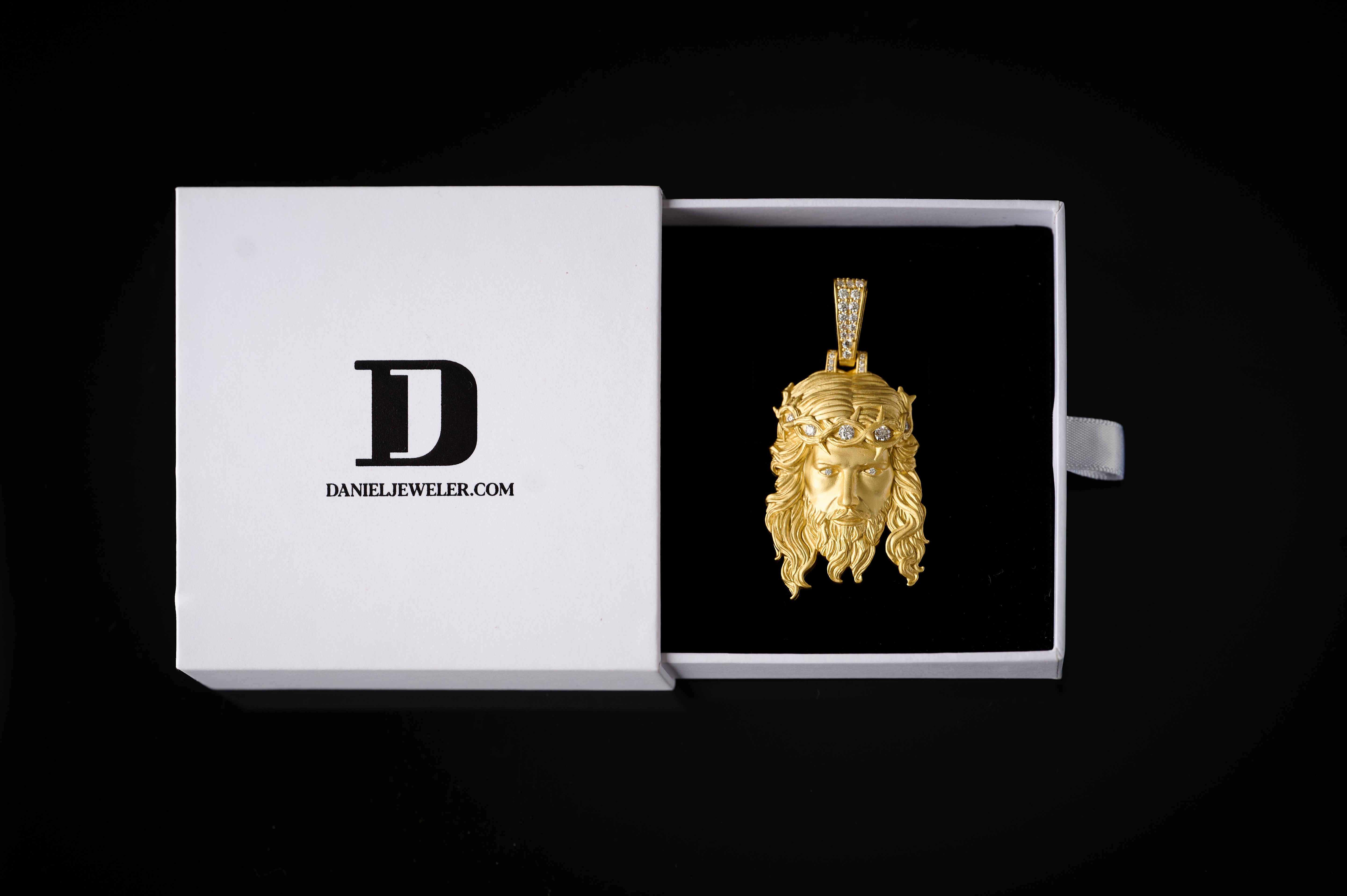 Moissanite Jesus Piece 14K Gold Pendant Matte Finish