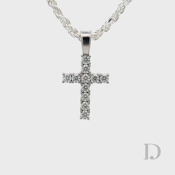 925 Sterling Silver Moissanite Cross Religious Pendant Iced Diamond GRA certified stones Jesus Small