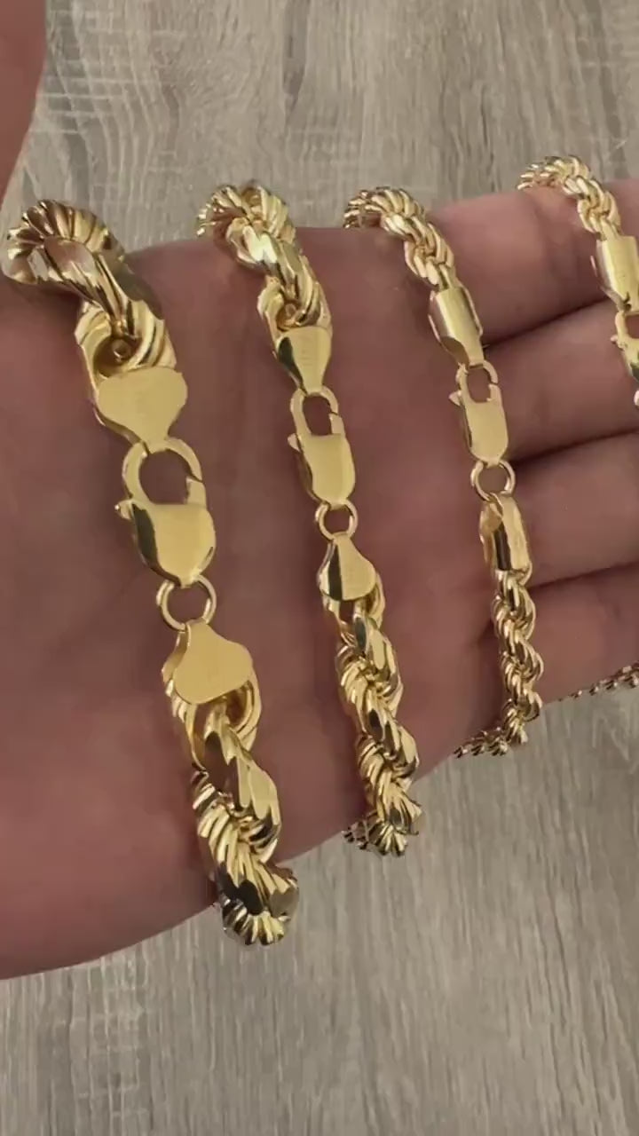 Gold Cuban + Rope Bracelet - 5mm