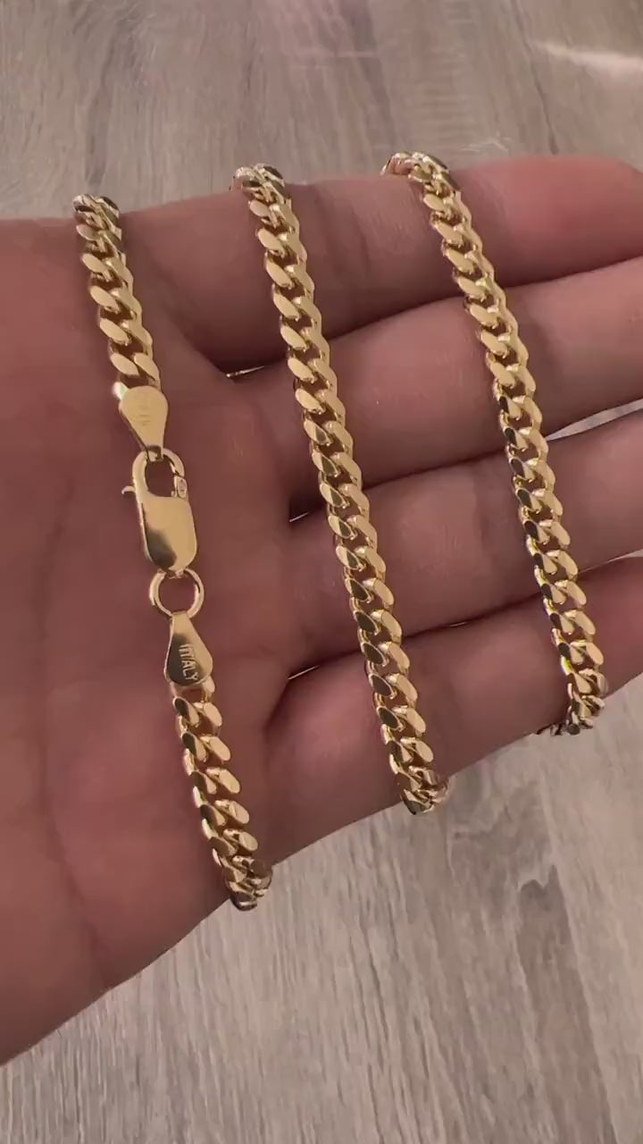 5mm Miami Cuban 14K Gold Vermeil Over Solid 925 Sterling Silver Chain –  Daniel Jeweler