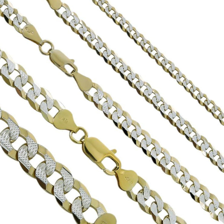 Two Tone Flat Cuban 14K Gold Vermeil Necklace