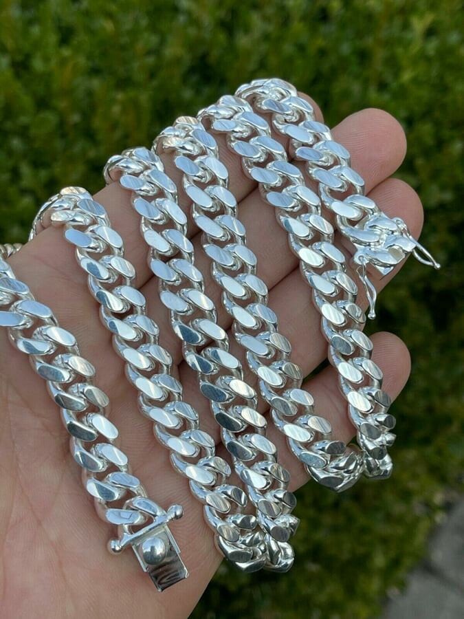 4-10MM Miami Cuban Solid 925 Sterling Silver Heavy Chain High