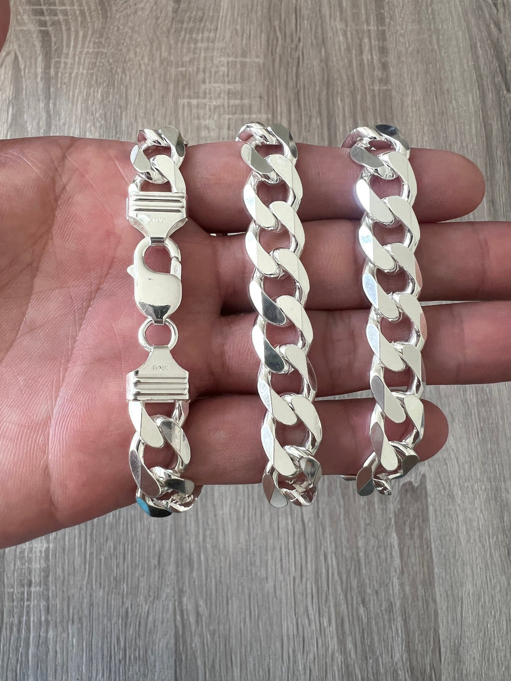 Solid Sterling Silver Miami Cuban Link Mens Bracelet 14mm 9