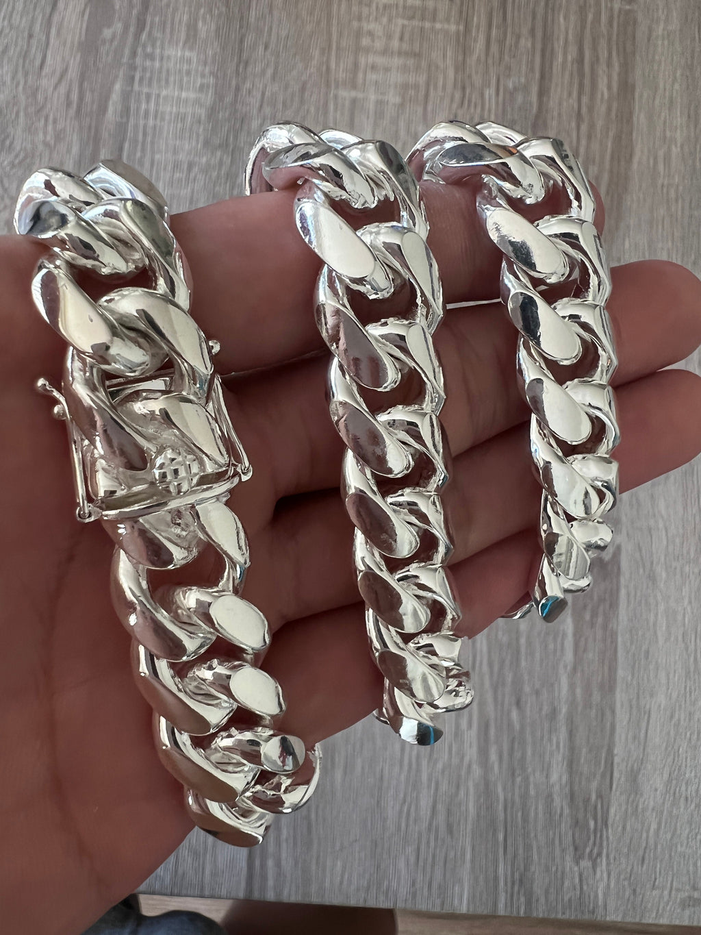 Men's Real Solid 925 Sterling Silver Miami Cuban Link Bracelet Heavy 8 x  12 mm