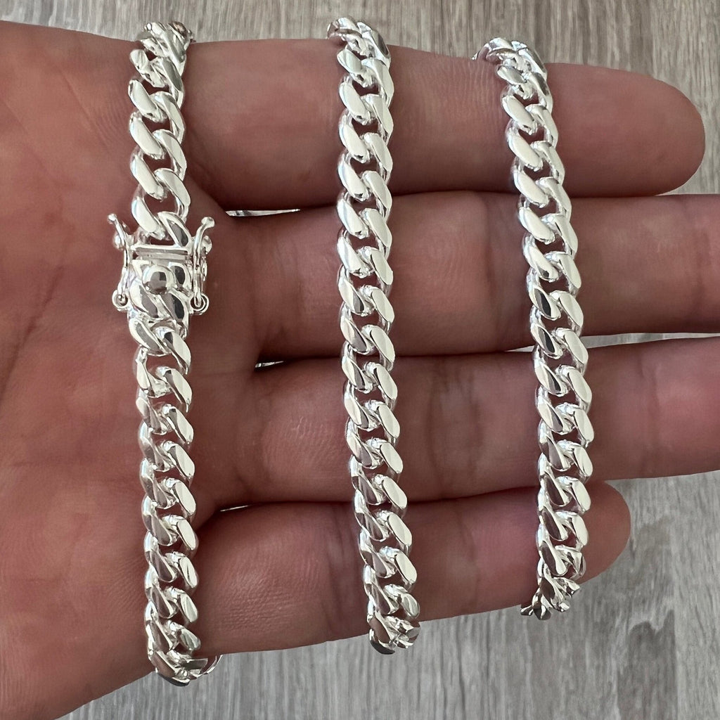 6mm 925 Solid Miami Cuban Sterling Silver Box Lock Chain Real Heavy Cu –  Daniel J