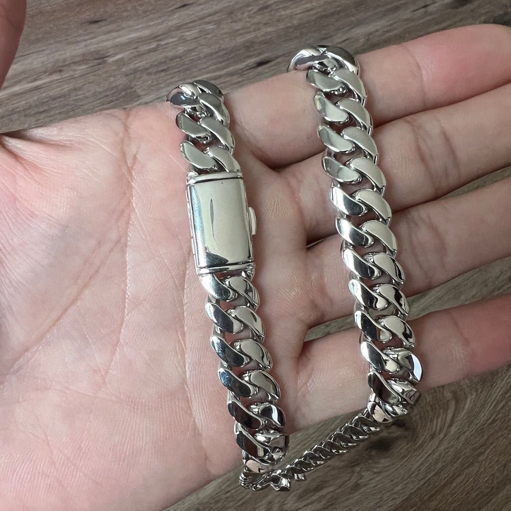 6 mm Silver-Tone Stainless Steel Cuban Chain Necklace