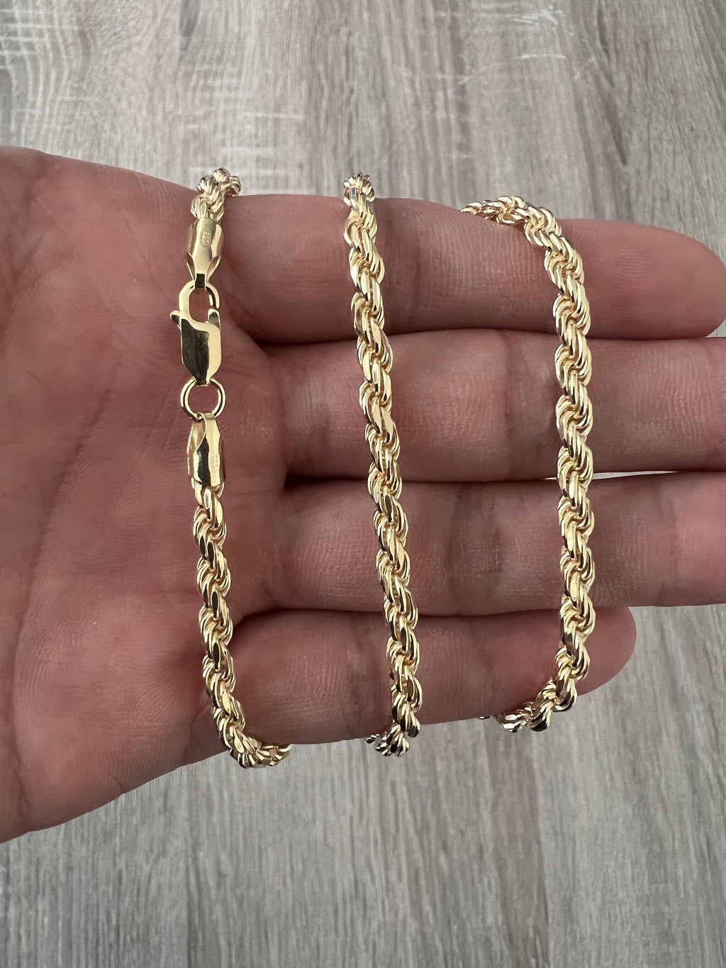 4mm solid gold rope chain diamond cut Clearance