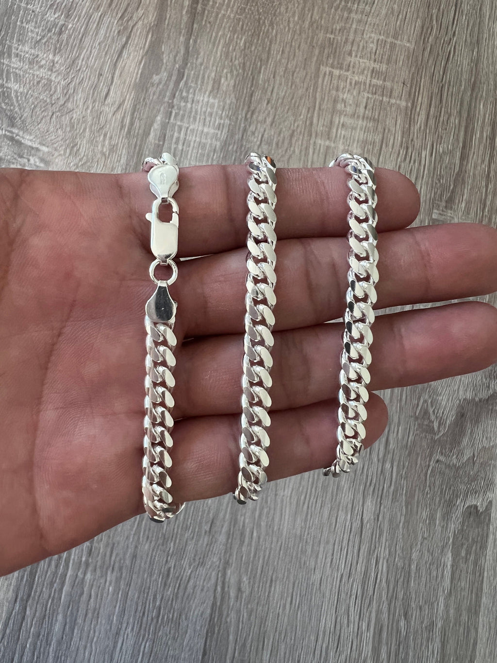 Sterling Silver Necklace Chain For Mens Boys - Miami Link Cuban