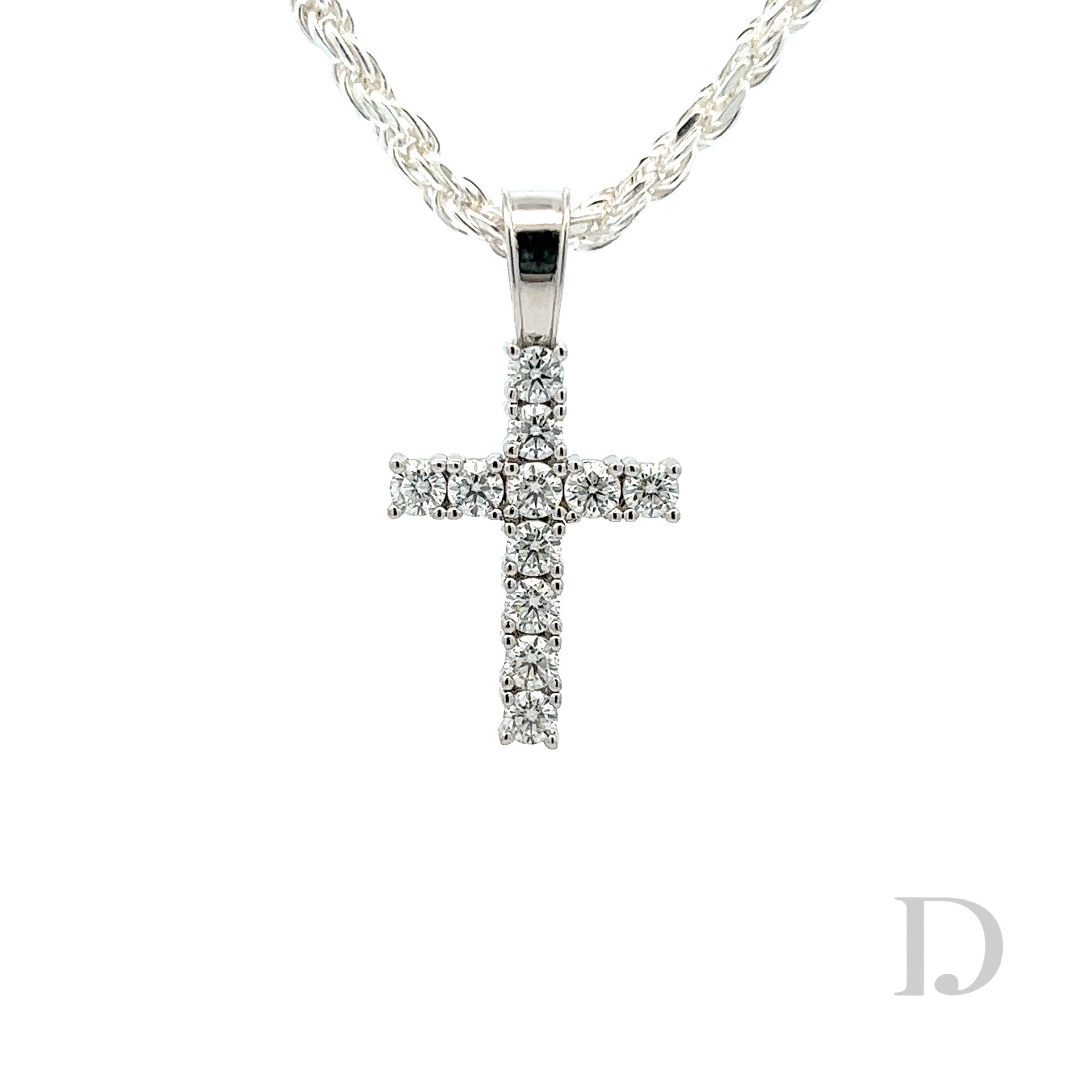 925 Sterling Silver Moissanite Cross Religious Pendant Iced Diamond GRA certified stones Jesus Small