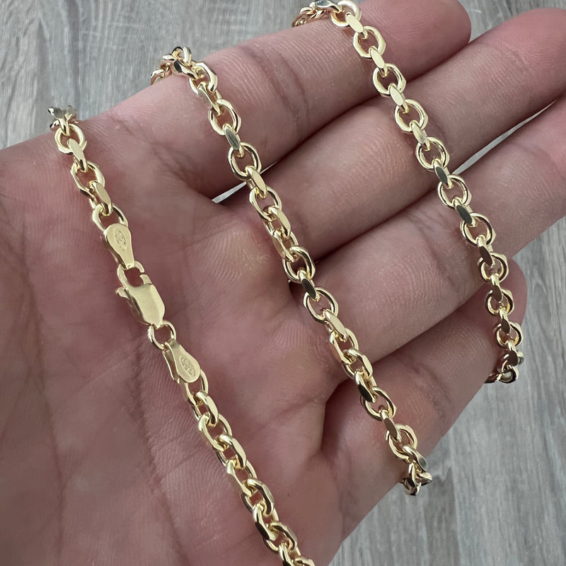 Cable Chain For Mens Rolo Chain 4mm Cable 14K Gold Necklace