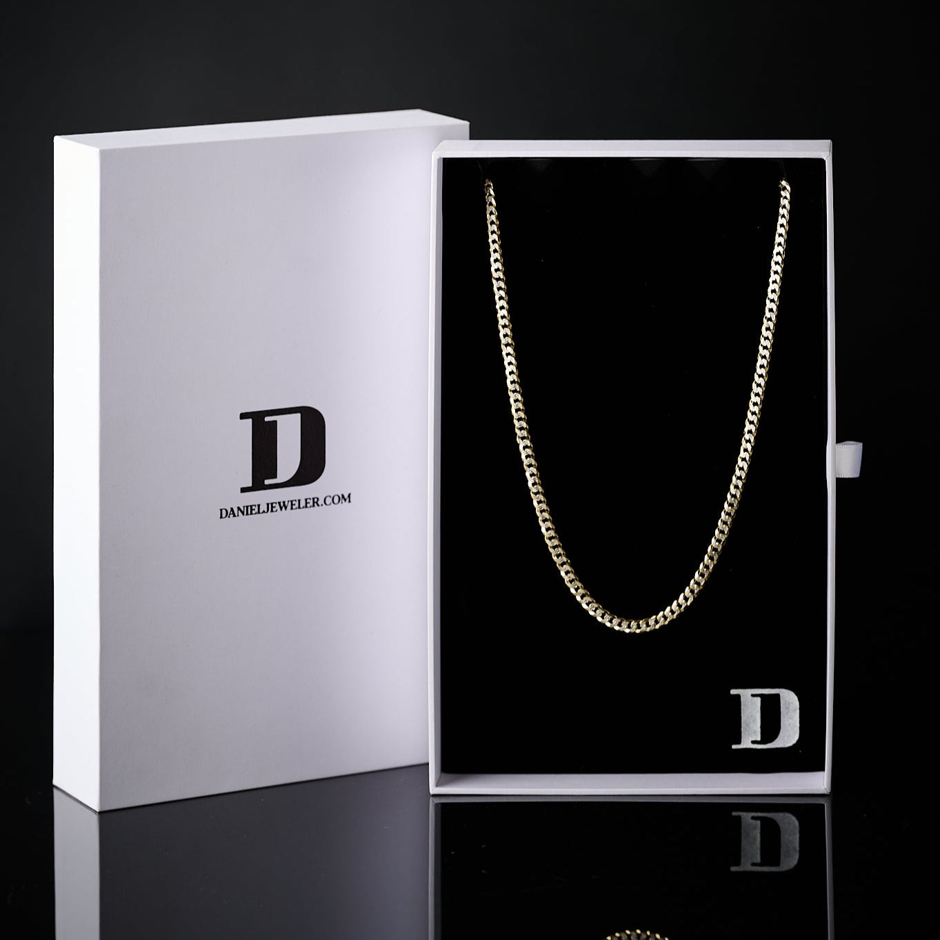 Two Tone Flat Cuban 14K Gold Vermeil Necklace