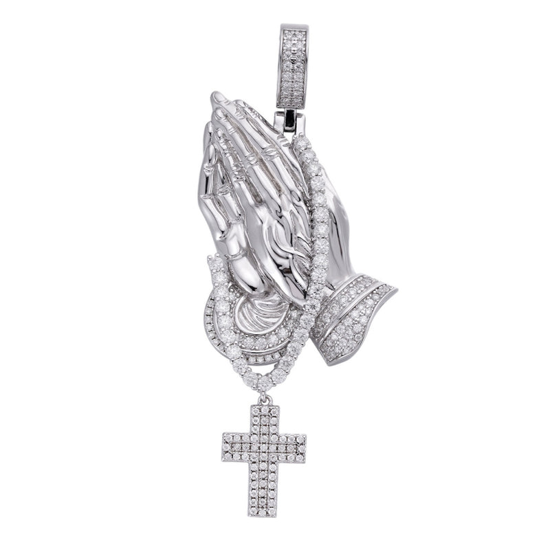 Diamond praying hands pendant 2025