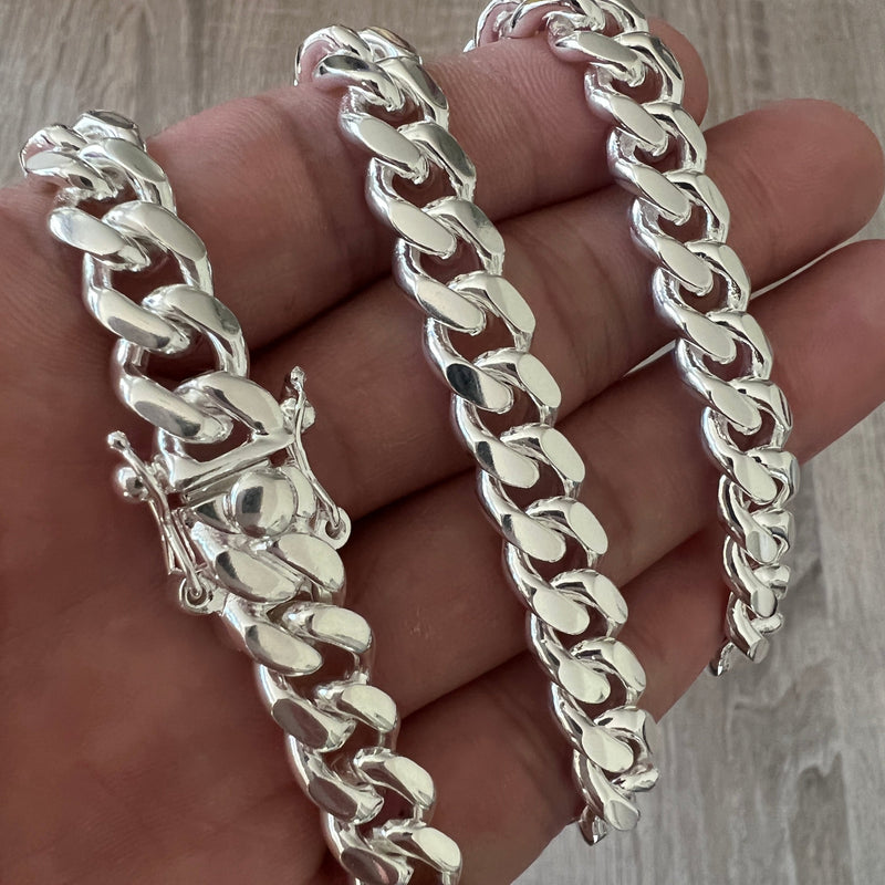 925 Sterling 8mm Silver Miami Cuban Link Chain 8mm Miami