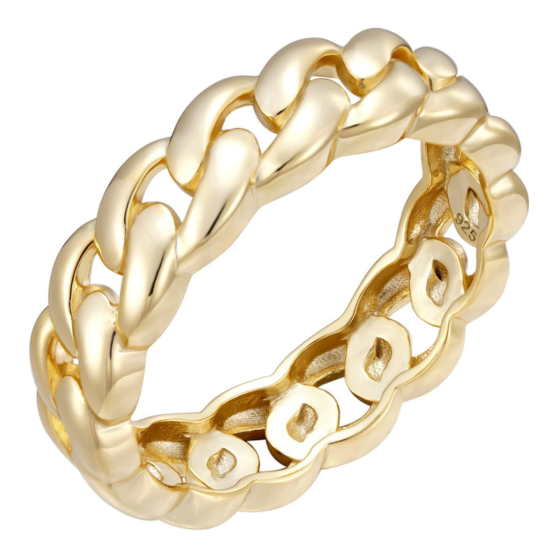 Miami Cuban Sleek Plain 14K Gold Vermeil 925 Ring