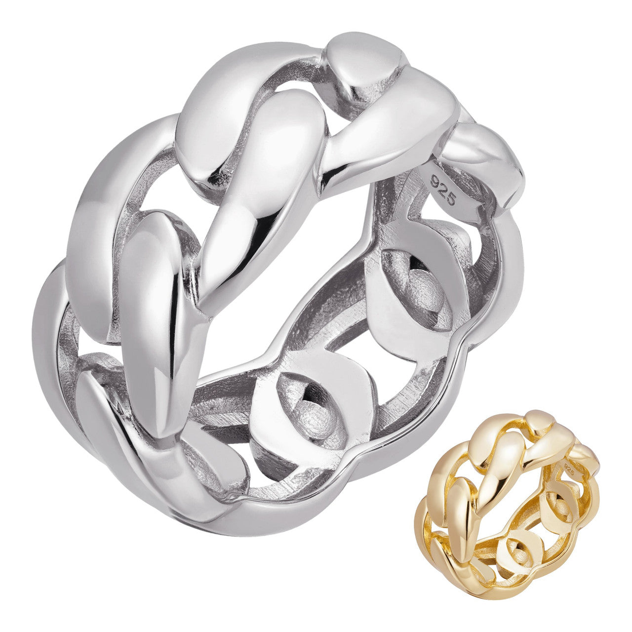 Miami Cuban Classic Plain 14K Gold Vermeil & 925 Silver Ring