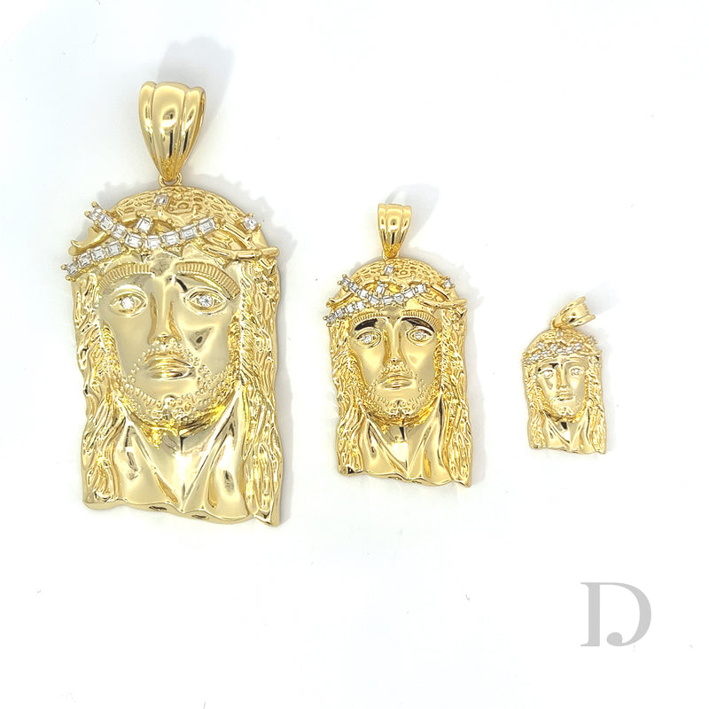 Moissanite Baguette Jesus Piece 14K Gold Pendant
