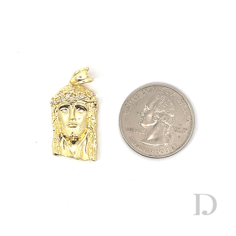 Moissanite Baguette Jesus Piece 14K Gold Pendant