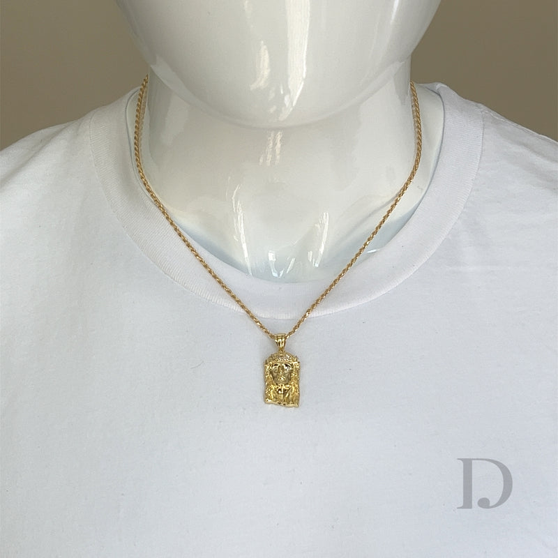 Moissanite Baguette Jesus Piece 14K Gold Pendant