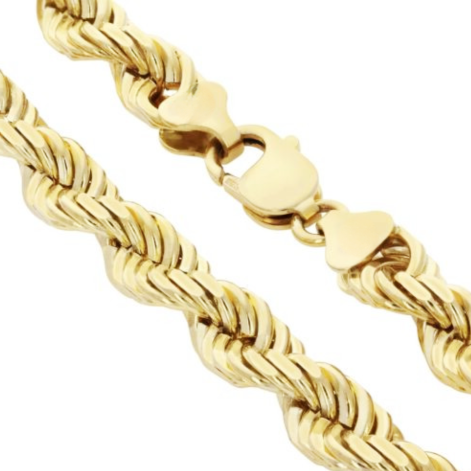 14K 8MM GOLD VERMEIL ROPE CHAIN DC