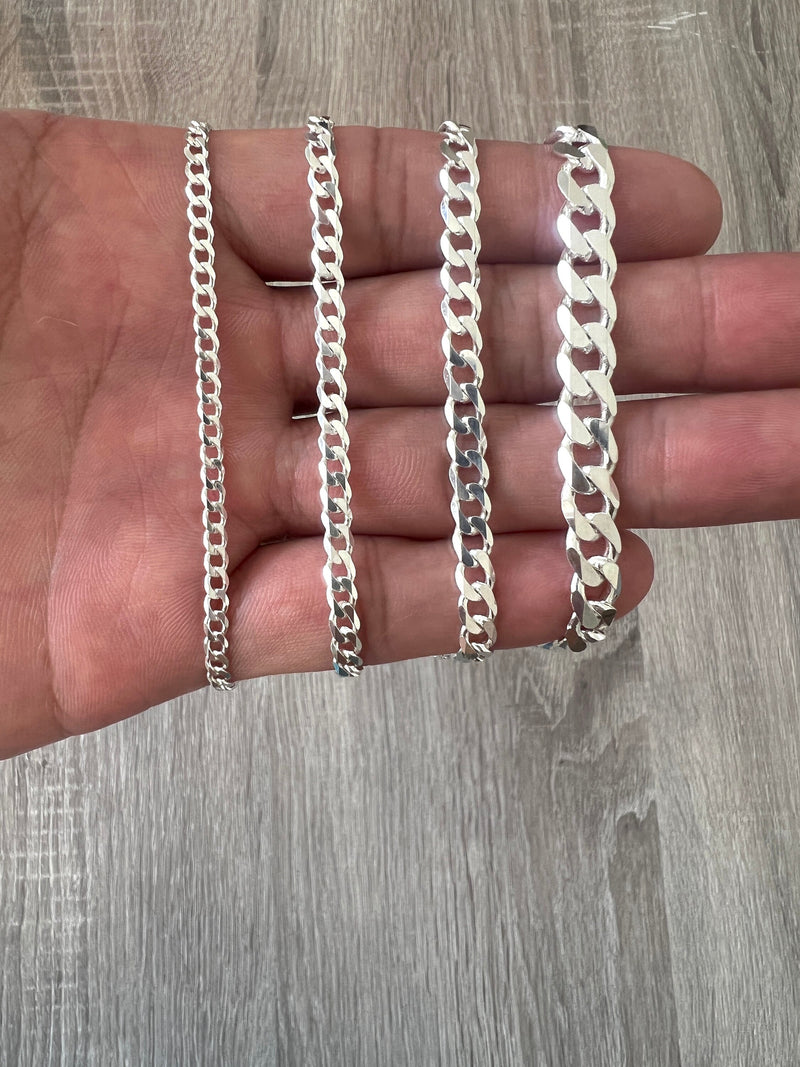 5mm 925 Solid Cuban Curb Chain Sterling Silver Real Men Women Unisex Link Bracelet in 16", 18", 20" 22", 24" 26" 30" Non Tarnish Italian