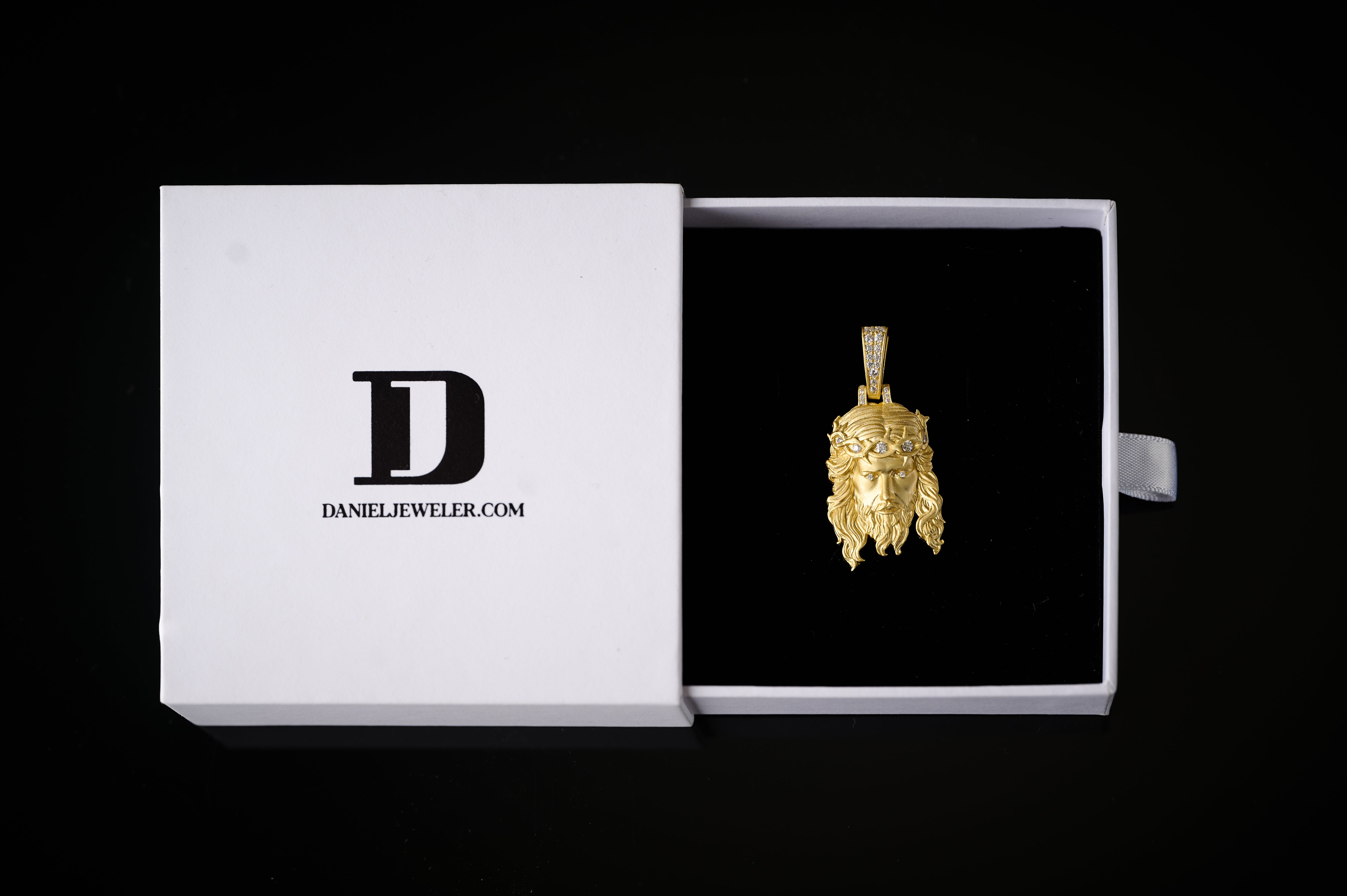 Moissanite Jesus Piece 14K Gold Pendant Matte Finish