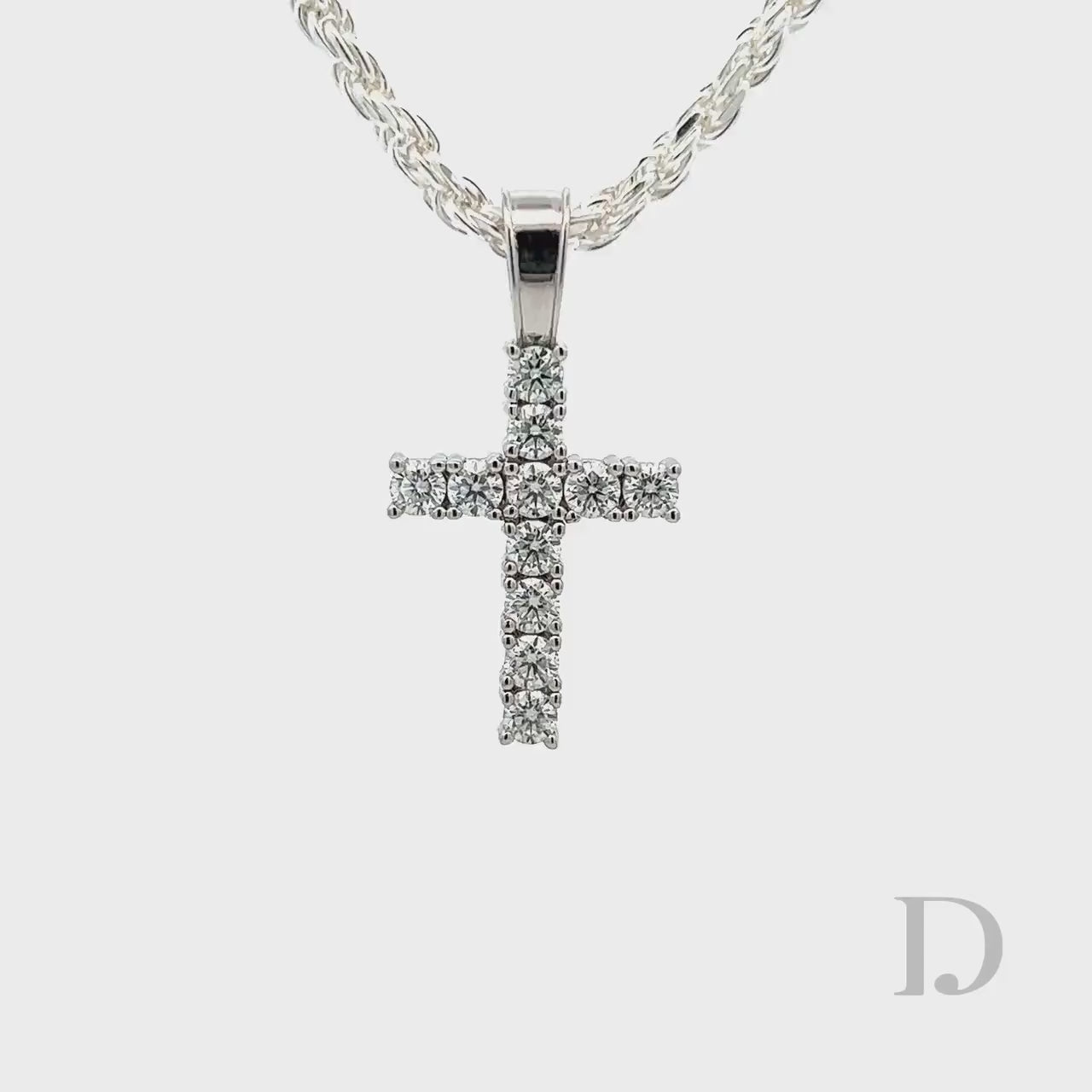 925 Sterling Silver Moissanite Cross Religious Pendant Iced Diamond GRA certified stones Jesus MEDIUM