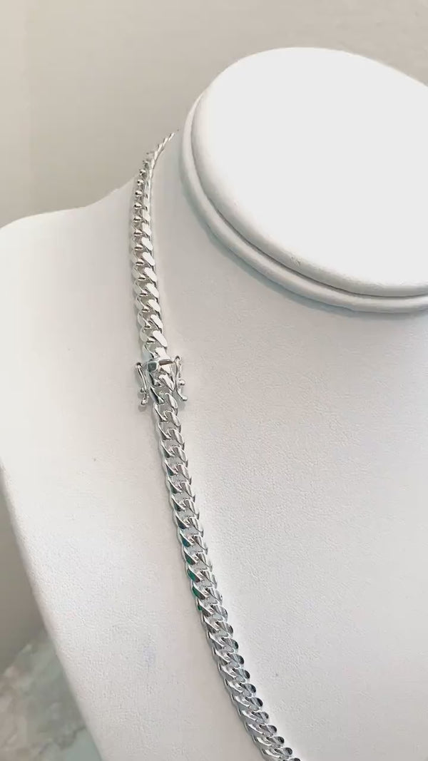 6mm SOLID 925 Miami Cuban Sterling Silver Heavy Chain Bracelet Necklace In 6mm 7mm 8mm 9mm 10mm Italy Thick Hip Hop Gold High Polish Curb