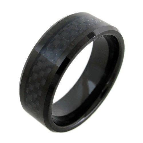 CUSTOM Black Tungsten Ring With Black Carbon Fiber Inlay Simply Sublime Men And Women Couples | Wedding Band Engagement Relationship Couple