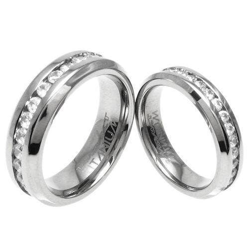 Engraved Titanium Ring 1.0-1.6 Carat Cz Eternity Engagement Couple Ring Wedding Band Relationship Boyfriend Girlfriend Gift Spouse Wife