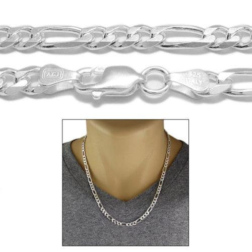 Sterling Silver Figaro Chain Necklace 6mm (Gauge 150). Available in 5 Lengths Solid 925 Chain Precious Gift