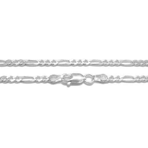 Sterling Silver Figaro Chain Necklace 3mm (Gauge 080). Available in 5 Lengths Solid 925 Chain Precious Gift