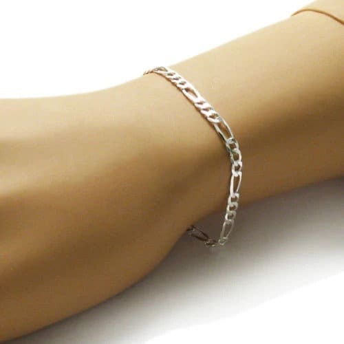 Classic Sterling Silver Figaro Chain Bracelet in 5mm (Gauge 120) width. Available in 7" and 8" Lengths Handcrafted 925 Link