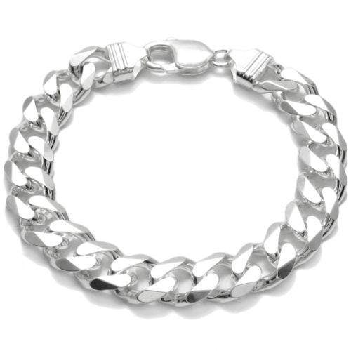 Stylish Sterling Silver FLAT Cuban Link Chain Bracelet in 11mm (Gauge 300) width. Available in 8" and 9" Lengths Handcrafted 925 Link