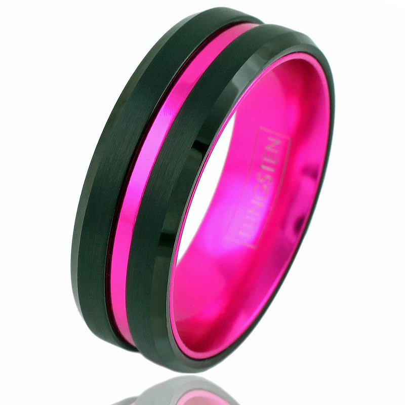 1.32 Carat Pink Sapphire Three Stone Engagement Ring, With Black Diamonds  Wedding Ring 14K Black Gold Unique Vintage Style Handmade