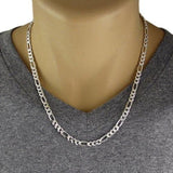 Sterling Silver Figaro Chain Necklace 6mm (Gauge 150). Available in 5 Lengths Solid 925 Chain Precious Gift