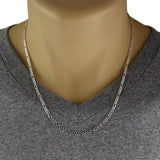 Sterling Silver Figaro Chain Necklace 3mm (Gauge 080). Available in 5 Lengths Solid 925 Chain Precious Gift