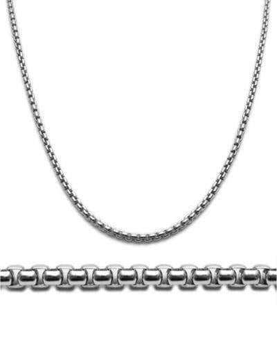 Sterling Silver Rhodium Finish Round Box Chain Necklace in 2.5mm (Gauge 250). Available in 6 Lengths Solid 925 Chain Precious Gift