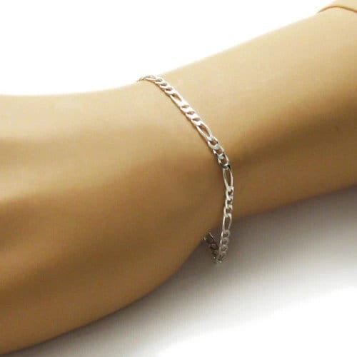 Classic Sterling Silver Figaro Chain Bracelet in 3mm (Gauge 080) width. Available in 7" and 8" Lengths Handcrafted 925 Link