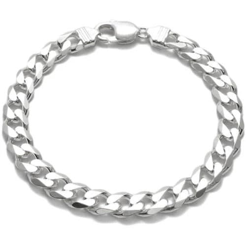 Awesome Sterling Silver FLAT Cuban Link Chain Bracelet in 9mm (Gauge 250) width. Available in 8" and 9" Lengths Handcrafted 925 Link