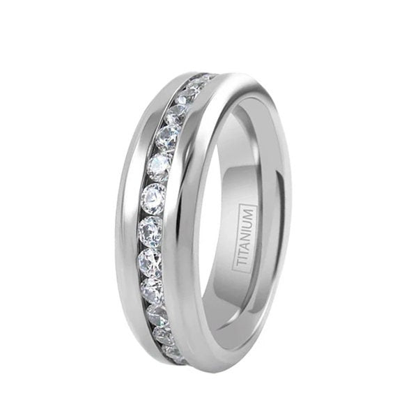 Engraved Titanium Ring 1.0-1.6 Carat Cz Eternity Engagement Couple Ring Wedding Band Relationship Boyfriend Girlfriend Gift Spouse Wife