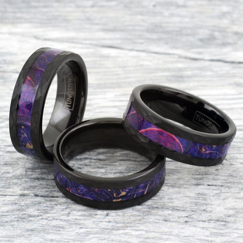 Deep Purple and Panna Enamel Stripe Rock Crystal Ring