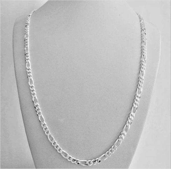 925 SOLID Figaro Sterling Silver Chain Necklace 2mm 3mm 4mm 5mm 6mm Non Tarnish Durable