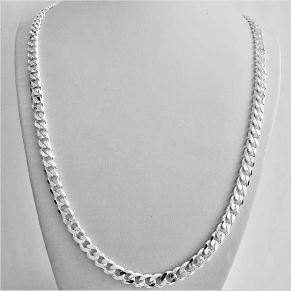 18mm Sterling Silver 925 HEAVY Curb Cuban Chain & Bracelet Silver thick  Chunky Necklace Mens Choker 18 20 22 24 26 30 PURE