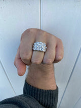 925 Iced CZ SOLID Sterling Silver Nugget Diamond Iced out Icey Ring or Pinky Ring Band CZ moissanite