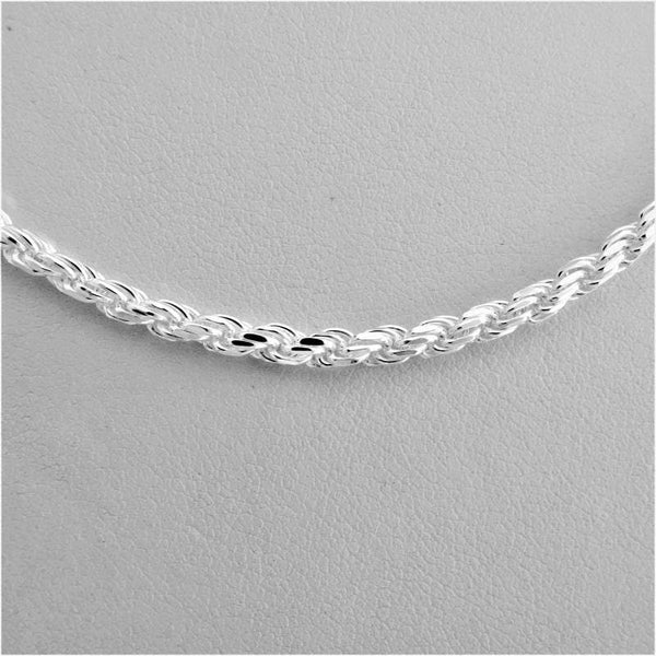 3mm 925 Silver Rope Chain Necklace Sterling Silver 16 18 20 22 24 26 28 30 inch italian unisex men women woman man