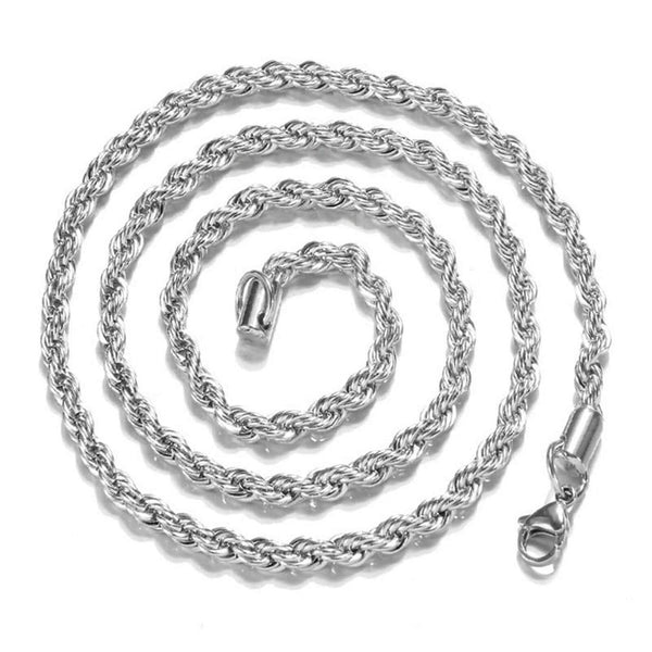 4mm 925 Silver Rope Chain Necklace Sterling Silver 16 18 20 22 24 26 28 30 inch italian unisex men women woman man