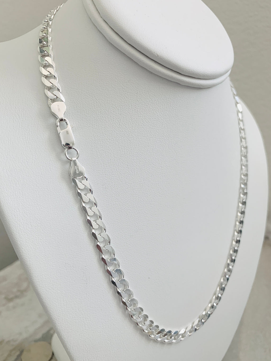 7mm SOLID 925 Cuban Solid Sterling Sliver Curb Chain Silver Chunky Heavy  Miami Necklace Mens Chain Choker 7mm 8mm 9mm 16 18 20 22 24